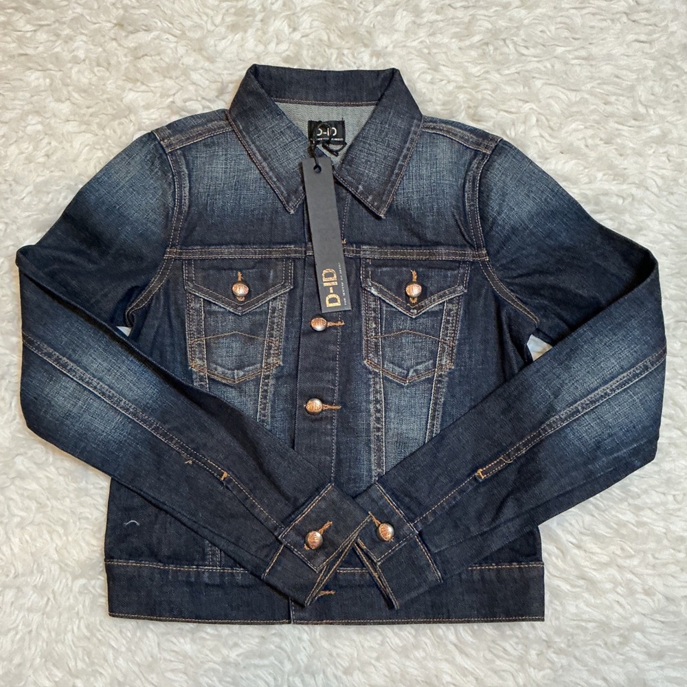 D-ID Osaka Basic Denim Jacket Womens XS Harajuku Dark Wash NWT 2000-0020
